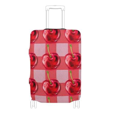 Imagem de Protetor de bagagem, capas de mala personalizadas, cerejas vermelhas, tabuleiro de xadrez, estampa animal, manga de viagem, P, serve para capa de 45 a 50 cm, Xadrez cerejas vermelhas, XL 29-32 in