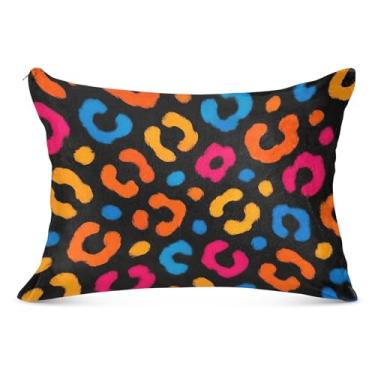 Imagem de Art Leopard Animal Spots Capa de almofada de flanela preta com zíper padrão Queen King Body Size Travesseiros cores para cama de casa sofá, tamanho Queen, 50,8 cm x 76,2 cm