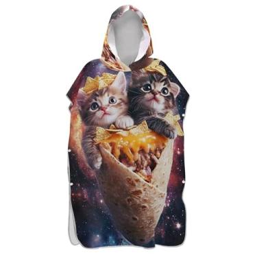 Imagem de TSENQUE Roupão para troca de poncho de surfe fofo gatos vívidos para Adul absorvente masculino poncho com capuz toalhas de banho de praia com capuz