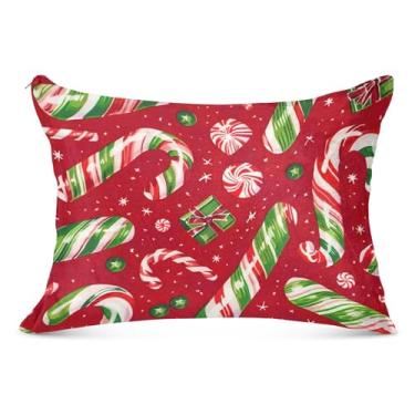 Imagem de Capa de almofada decorativa com zíper de doces de Natal para travesseiro padrão Queen King Travesseiro macio de corpo grande, tamanho padrão, 51 x 66 cm