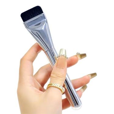 Imagem de Pincel profissional de base plana para maquiagem líquida, cerdas planas e macias para aplicação sem costura, base líquida e pincel de maquiagem facial creme