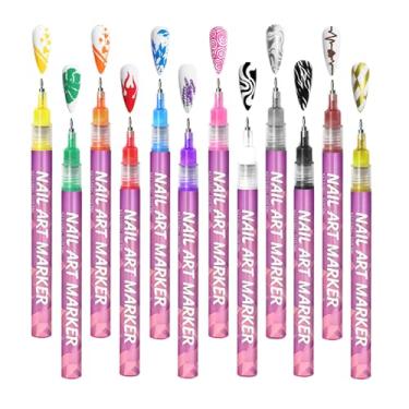 Imagem de Rrlihjgu Marcadores de unhas | 12 cores arte de unha ferramentas DIY | Marcadores de pintura de unhas | para meninas, esposa, namorada, filha, férias, Natal, festa de aniversário, salão de beleza em
