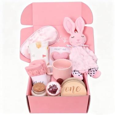 Imagem de YHRJWN Presentes New Mom para mulheres, 11 peças, novo pacote de cuidados com a mamãe após o bebê, cesta de caneca de café para o dia das mães de Natal