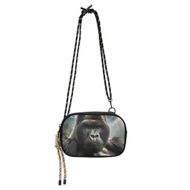 Imagem de TSENQUE Gorilla Boss Bolsa feminina pequena tiracolo bolsa de celular carteira de viagem pequena bolsa de ombro feminina fofa