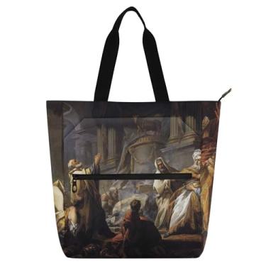 Imagem de GAIGEO Bolsa de trabalho feminina Jean Baptiste Camille Corot, bolsa de tecido de lona, bolsas para professores de faculdade, escola, com compartimentos