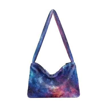 Imagem de Bolsa de ombro feminina outono abóboras com folhas, bolsa de livro para mulheres, bolsa feminina para uso ao ar livre, Papel de parede Galaxy - 4, One Size