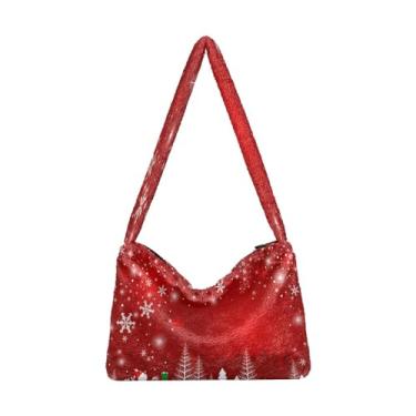 Imagem de GAIGEO Bolsa de ombro feminina de Natal Kawaii fofa, bolsa de ombro média para mulheres, bolsa feminina para uso ao ar livre, Árvore de Natal, boneco de neve, One Size