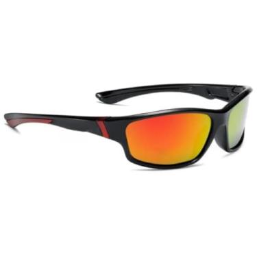 Imagem de Óculos De Sol Preto e Vermelha Com lente Amarelo Reflexiva Espelhada Masculino Estilo Surf, Ciclismo, Praia Esportes PREMIUM DUPIN