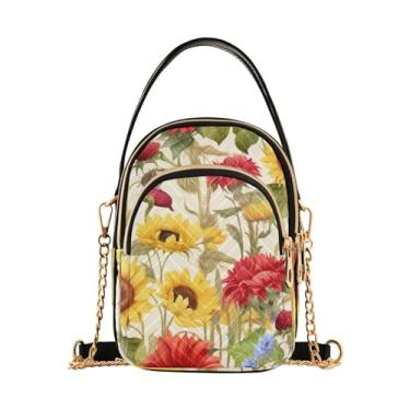 Imagem de Bolsa de ombro de basquete com estrelas e bolas, transversal com alça, bolsa tiracolo de ombro para mulheres, Girassóis e milho em branco - 2, One Size