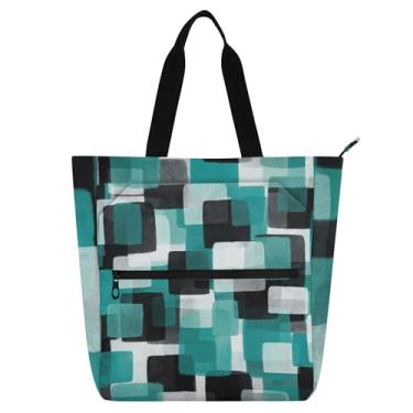 Imagem de GAIGEO Bolsa de trabalho feminina retrô azul-petróleo lona faculdade bolsa bolsa de tecido presente para amantes de livros bolsas