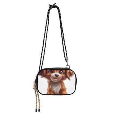 Imagem de TSENQUE Bolsa feminina pequena de desenho animado para cachorro, bolsa tiracolo para celular com alça fofa, bolsa de ombro de viagem