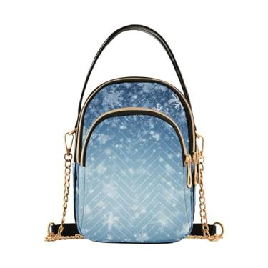 Imagem de GAIGEO Guirlanda de Natal com flores e folhas, bolsa tiracolo pequena, bolsa transversal para mulheres, Flocos de neve no céu-3, One Size