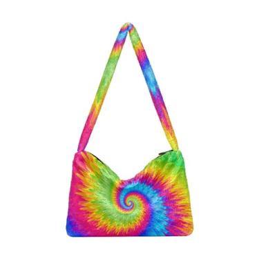 Imagem de GAIGEO Nautical Lighthouse Sailing Ship Bolsas de ombro femininas, bolsa de ombro, bolsa feminina para uso ao ar livre, Tie Dye colorido arco-íris, One Size