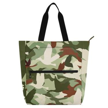 Imagem de Bolsa feminina verde floresta camuflagem para trabalho com zíper bolsa de praia crianças bolsas fofas livros presente para amantes de livros