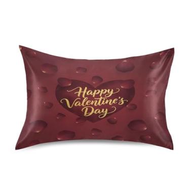 Imagem de Blueangle Fronha de cetim refrescante para cabelo e pele, fronha de pétalas de rosa dos namorados, tamanho padrão 51 x 66 cm com fecho de envelope (890)