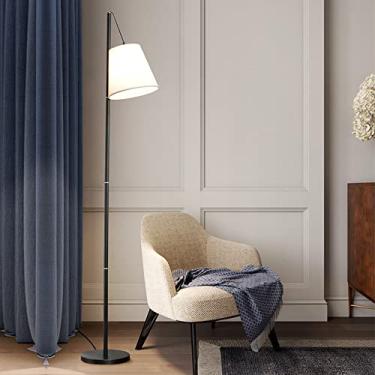 Imagem de Luminária de chão moderna e minimalista em tecido, luminária de mesa vertical, luminária alta em metal preto forjado, luminária de pé para sala de estar, escritório, luz noturna, sala de est