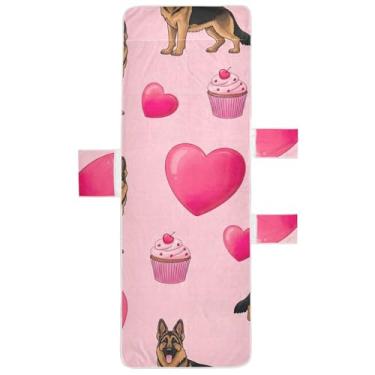 Imagem de Pastor alemão cães espreguiçadeira toalha de cadeira toalha de praia piscina cadeira toalha com bolsos floral espreguiçadeira de praia 215,9 cm x 76,2 cm