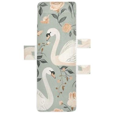 Imagem de Swans and Retro Floral Chaise Lounge Cadeira Toalha de Praia com Bolsos Linda Espreguiçadeira 216 cm x 76 cm
