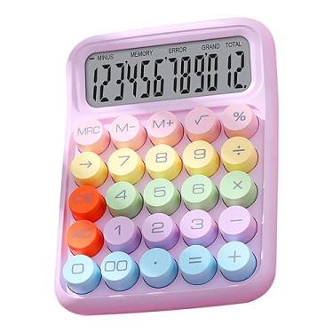 Imagem de Phefop Calculadora de Botão Grande Fofa Calculadora Eletrônica Colorida, de Botão Grande Fofa de 12 Dígitos 4 Funções Material de Escritório para Mulheres Crianças Professores Mesa Escola Classe