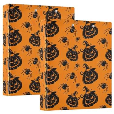 Imagem de Chapéus de bruxa de abóboras pretas de Halloween, 3 cm, 3 fichários com 3 anéis, comporta 200 folhas, 3 pastas de anéis, fichário de escritório, 31,5 x 27 x 6 cm, pacote com 2