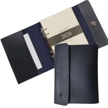 Imagem de Pasta Executiva Agenda Em Couro Fichário Com Refil Planner A5 Raffai Personalizada (Azul)