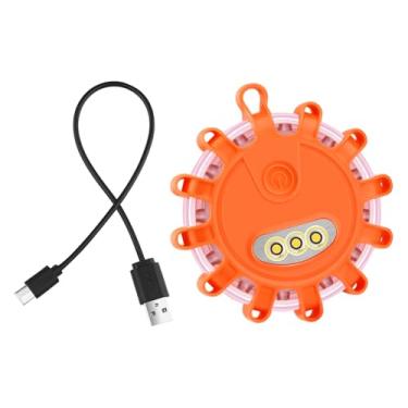 Imagem de AK Kit de farol LED Road Flares recarregável de segurança intermitente para veículos e barcos com base magnética, gancho e cabos de carregamento USB (pacote com 1)