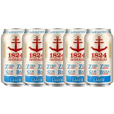 Imagem de Kit 5 Cerveja Imigração 1824 Lager Zero Carbo Lata 350ml Zero Glúten