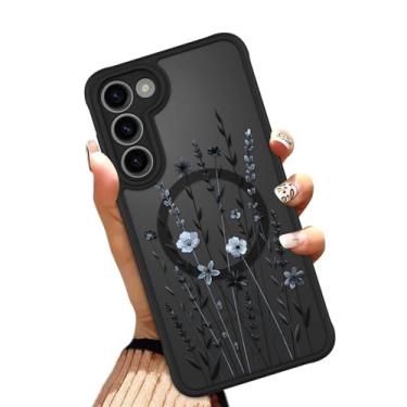 Imagem de OOK Capa para Samsung Galaxy S23 Plus de 6,7 polegadas (compatível com carregamento sem fio) lindas flores florais translúcidas, capa de telefone TPU macio + capa magnética rígida de policarbonato