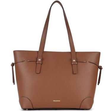 Imagem de molshine Bolsa feminina de couro legítimo, bolsas femininas com alça superior, bolsa de ombro grande, bolsa de trabalho vintage para laptop DLK0021, Marrom caramelo, G