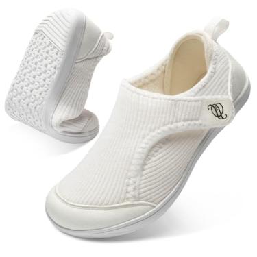 Imagem de Sapatos femininos confortáveis e largos para diabéticos de malha, sapatos de casa descalços para mulheres, uso interno e externo, sapato ajustável com edema zero para neuropatia, respirável para