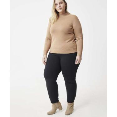 Imagem de Suéter Plus Size Feminino Tricô Gola Alta Marisa-88143, Marrom, G1