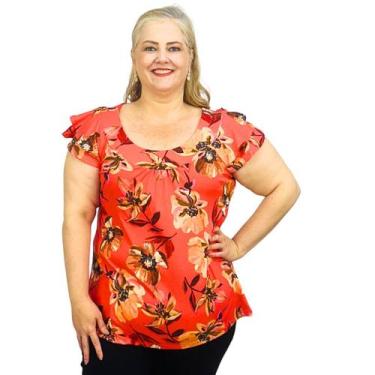 Imagem de Blusa Feminina Plus Size Manga Godê Bata Estampada - Coalizão Fashion,