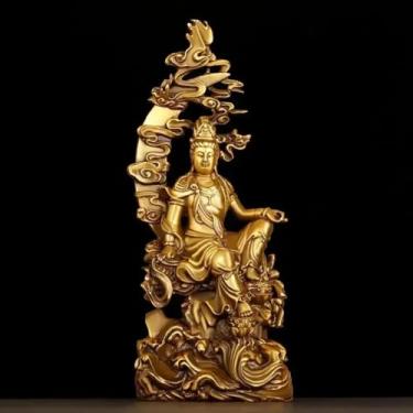 Imagem de FENNYYAR Estátua de cobre de Bodhisattva Feng Shui de Guanyin, 23 cm 9 polegadas, estátua de Buda de escritório em casa, decoração de casa, ornamento