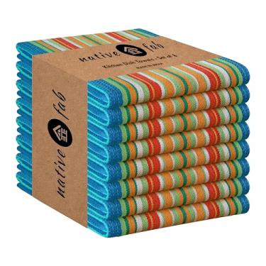 Imagem de Native Fab Toalhas de prato listradas de salsa mexicana, pacote com 8, 18 x 28, super absorventes, toalhas de cozinha 100% algodão para secar, reutilizáveis, toalhas laváveis para cozinhar e limpar