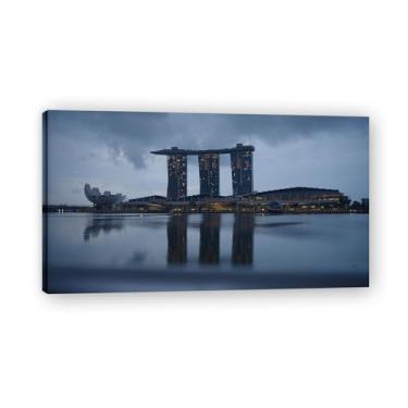Imagem de Edifícios incomuns, foto real, cidade, mar, neve, vale, pastagem, rio, pôr do sol, nascer do sol, impressão em tela, decoração de parede 20 x 36 cm emoldurada
