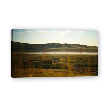 Imagem de WallReal Foto Cidade Mar Neve Vale Grassland Rio Pôr do Sol Nascer do Sol Impressão Decoração de Parede 20 x 36 cm Emoldurada