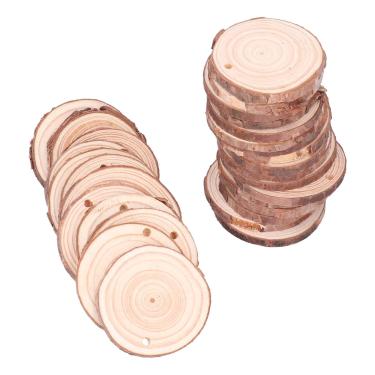 Imagem de Cryfokt Artesanato Em Madeira Pintando Círculos de Madeira de Pinho Natural para DIY, 30 Peças de Lascas de Redondas para Montanhas-russas de, Etiquetas para Presentes, Decorações de Férias, Peças de