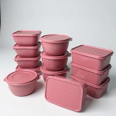 Imagem de Kit com 12 Potes Plasticos Para Alimentos Frezer Geladeira(ROSA)
