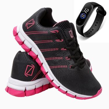 Imagem de Tenis Feminino Esporte Ortopédico Academia Caminhada Leve Macio + Relógio-Feminino