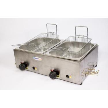 Imagem de Fritadeira Inox Profissional A Gás 2 Cubas 5 Litros Cada Com Cesto De 
