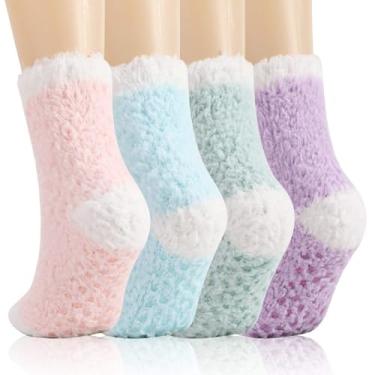 Imagem de Meias felpudas e felpudas e felpudas para o inverno, meias térmicas aconchegantes para dormir para mulheres e meninas