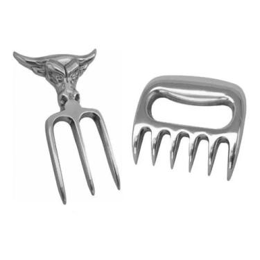 Imagem de Kit Garra De Urso + Garfo Desfiador Tridente Em Aluminio Maciço Para C