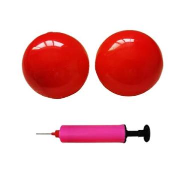 Imagem de Bola de massagem para ioga – Bolas de massagem ajustáveis de 10 cm para terapia nas costas, pescoço e chão – Alívio muscular profundo suave para tecidos macios sensíveis. Com bomba de ar (laranja)