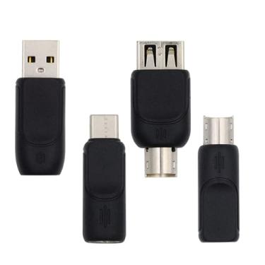 Imagem de xiwai 4 peças/lote Tipo-C USB 2.0 Tipo-A USB-C macho para teclado de mouse PS/2 fêmea 6 pinos Mini Din adaptador