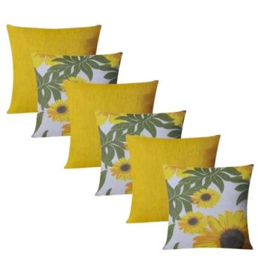 Imagem de Kit 6 Almofadas Decorativas Cheias 48x48cm com Zíper Invisível para Sofá Sala Quarto (903)