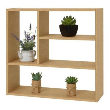 Imagem de Estante Decorativa MDF Cru 90x90x18cm porta livros enfeites - SIXTEEN 