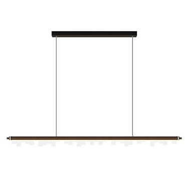 Imagem de Luminária pendente tubular longa preta, lustre canelado de metal com cúpula de acrílico branco, luminária suspensa moderna de LED de 19W, luminárias de suspensão lineares ultrafinas, luminár