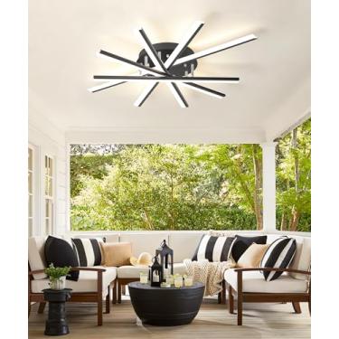 Imagem de Luminária de teto LED linear moderna, dimerizável de 3000 a 6000K, luminária pendente de embutir preta, luminárias de teto douradas, para quartos, cozinhas, salas de jantar e áreas de serviç