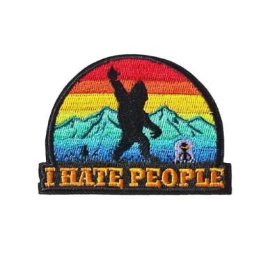 Imagem de Emblema bordado de gancho e laço "I Hate People Funny Morale Patch com Sasquatch Bigfoot" para colete militar tático, mochila, meme sarcástico legal para personalizar roupas, capacetes e equipamentos