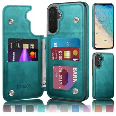 Imagem de DJDUCK Capa carteira projetada para Samsung Galaxy A17 5G com suporte para cartão, [capa com fecho magnético] [proteção de couro com bloqueio de RFID] à prova de choque para mulheres e homens para